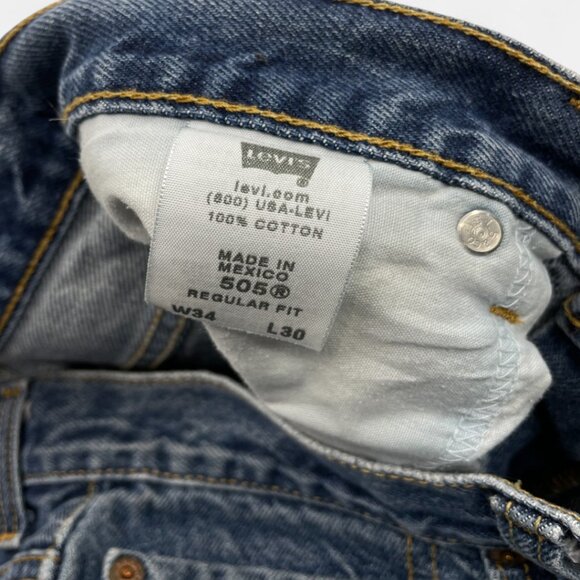 Levi's 505 Men's Blue Denim Jeans Size 34x29 Regular Straight Distressed Vintage - Picture 13 of 14